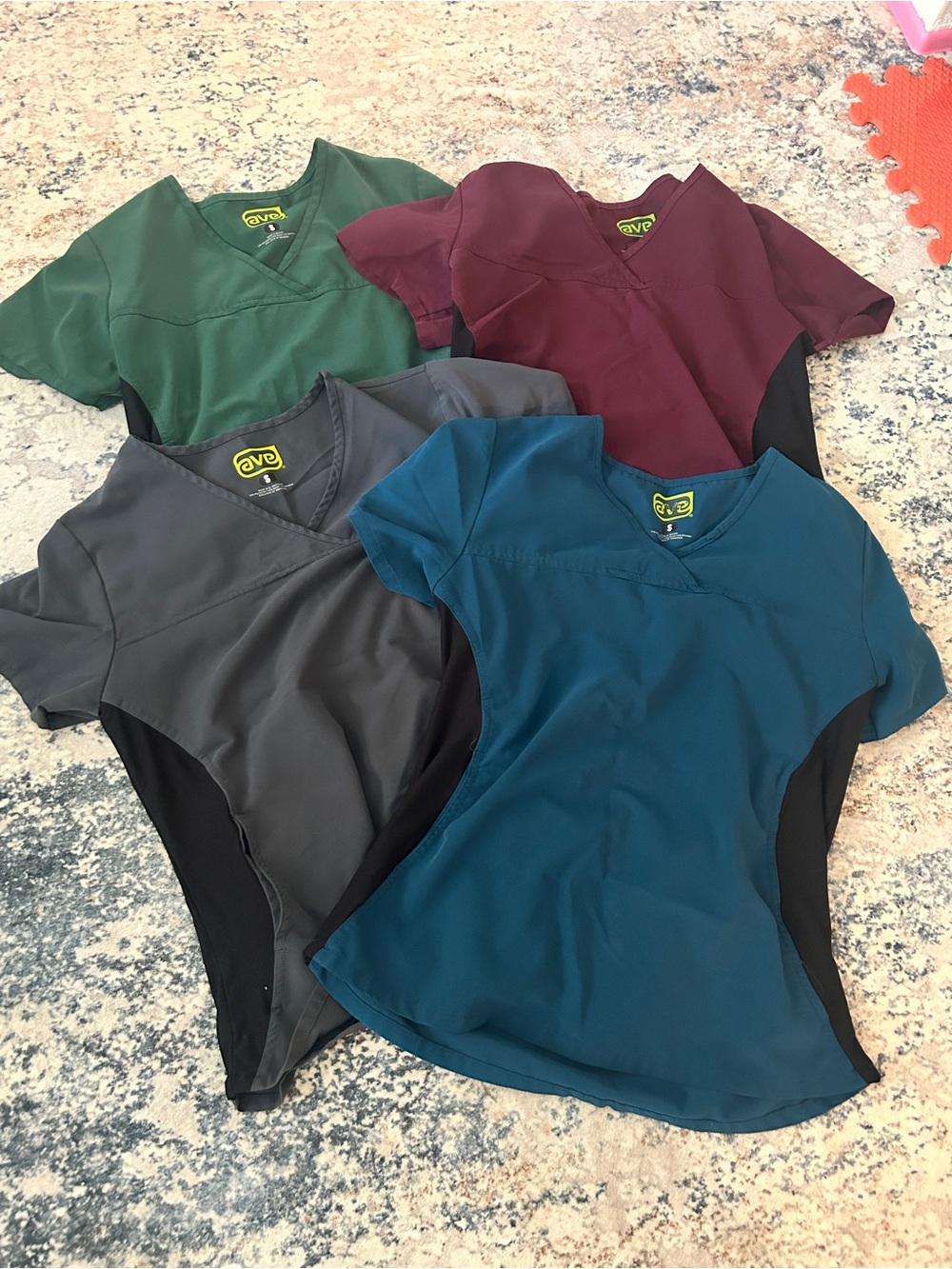 Women’s V-Neck Scrub Top - Teal, Gray, Green, and Burgundy size small scrub